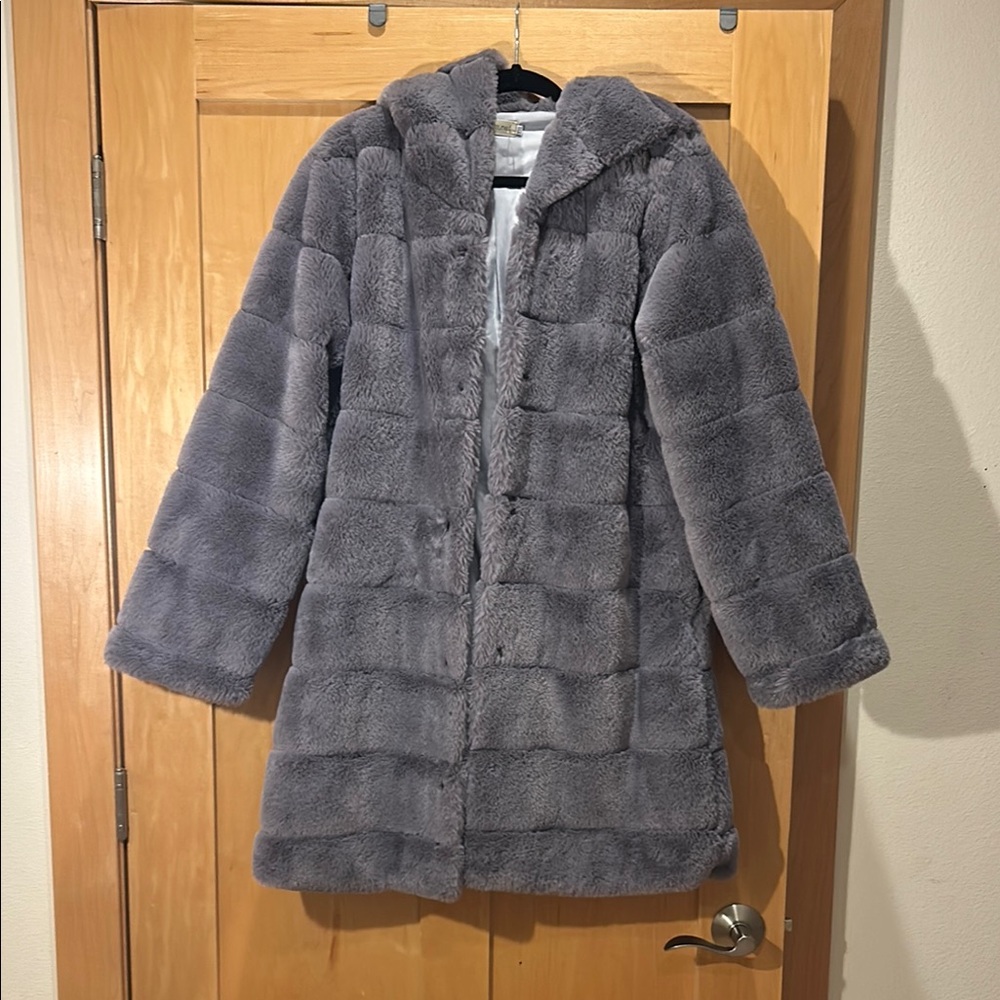 Never Worn Gray Faux Fur Coat